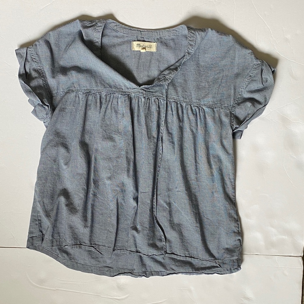 Madewell Navy Checkered Top